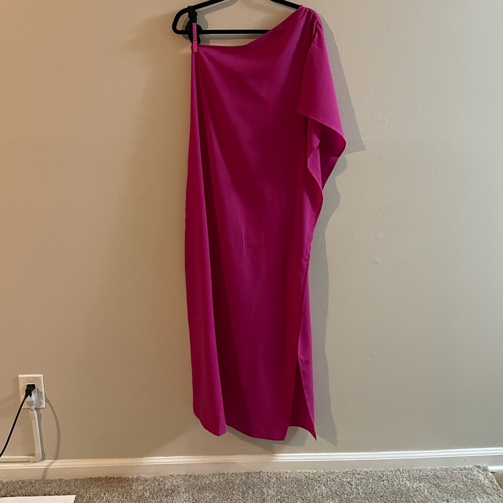 Hot Pink One Shouldered Dress